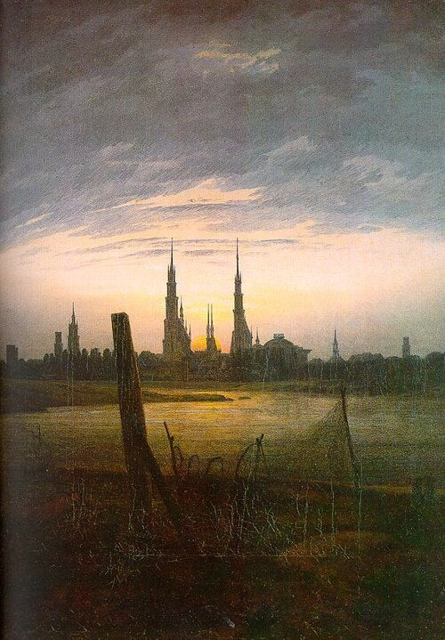 Caspar David Friedrich City at Moonrise - Hand Painted Oil Painting