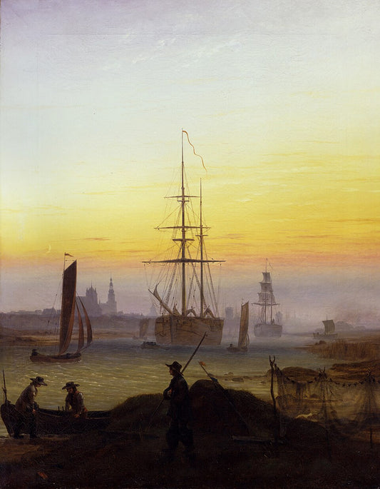 Caspar David Friedrich The Port of Greifswald - Hand Painted Oil Painting