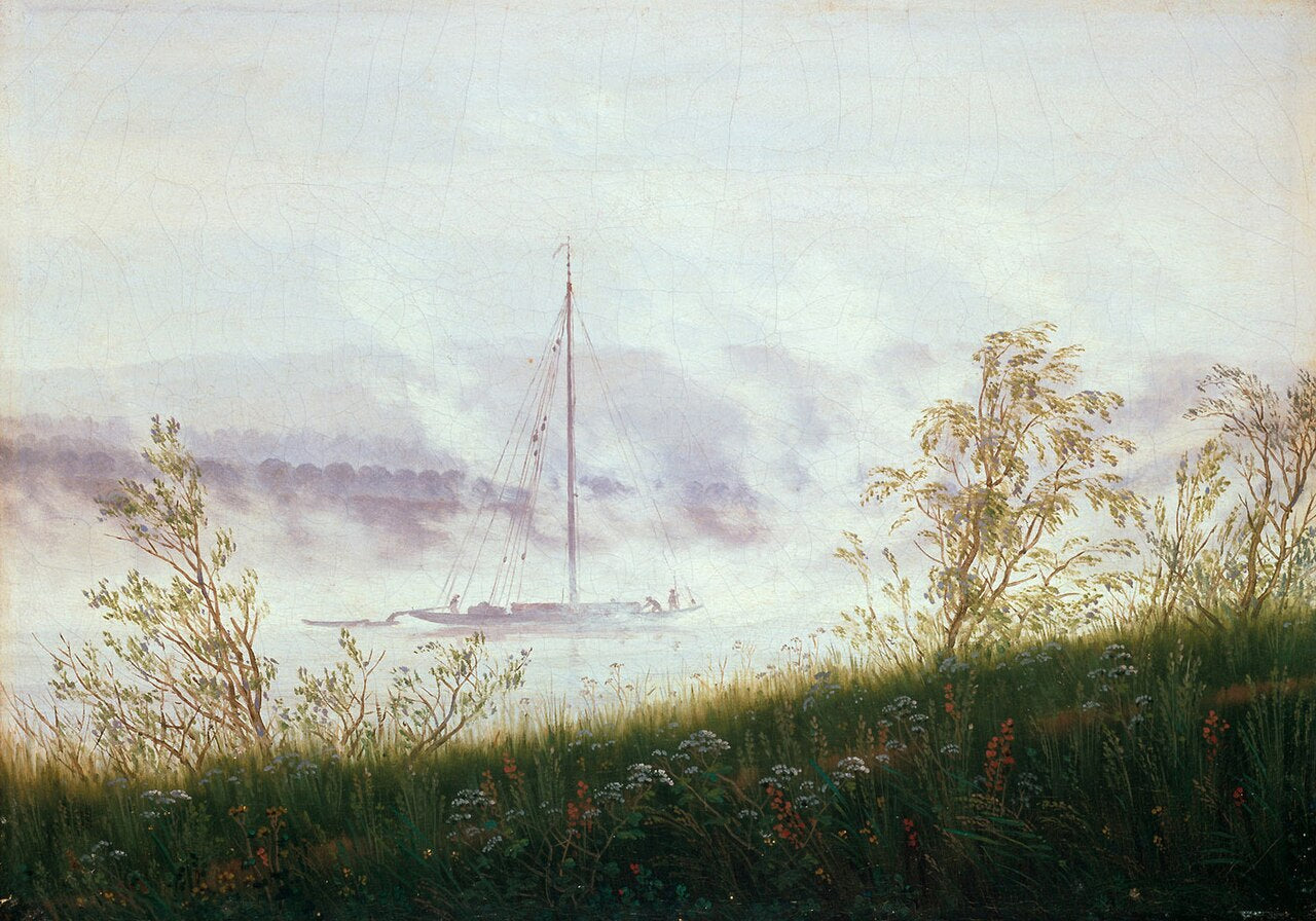 Caspar David Friedrich  River Bank in Fog - Hand Painted Oil Painting