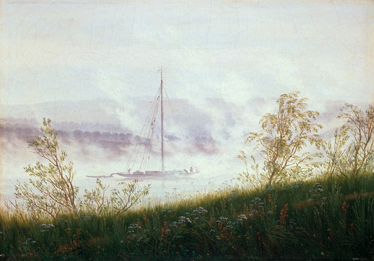 Caspar David Friedrich  River Bank in Fog - Hand Painted Oil Painting