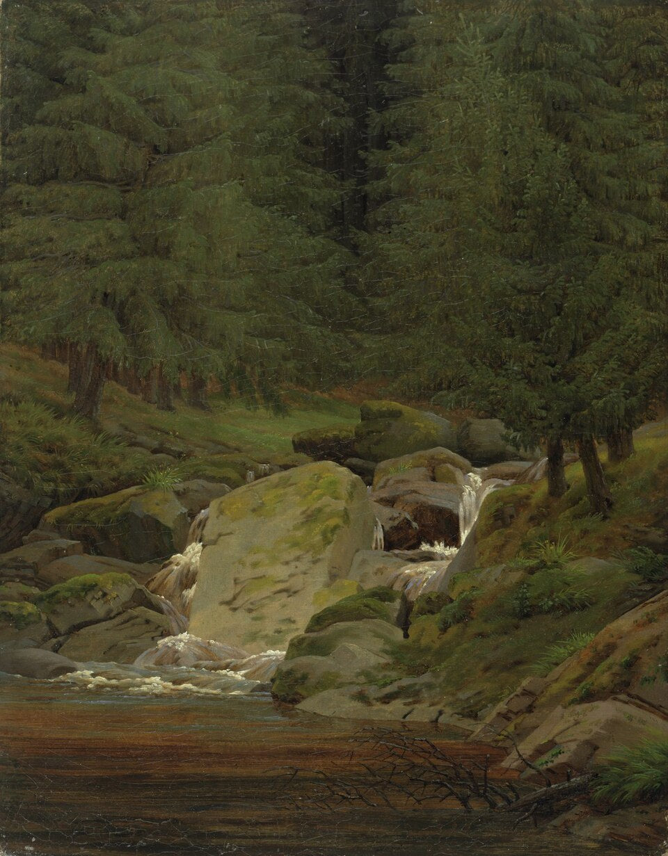 Caspar David Friedrich The Evergreens by the Waterfall - Hand Painted Oil Painting