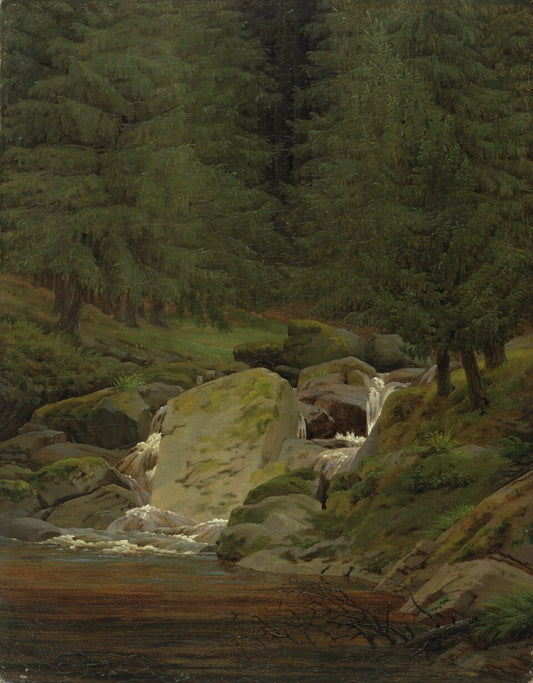 Caspar David Friedrich The Evergreens by the Waterfall - Hand Painted Oil Painting