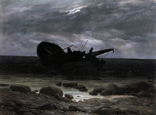 Caspar David Friedrich Wreck in the Moonlight - Hand Painted Oil Painting