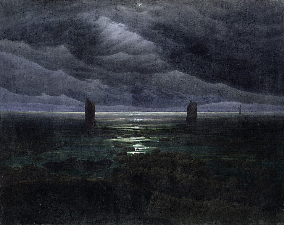 Caspar David Friedrich Sea Shore in Moonlight - Hand Painted Oil Painting