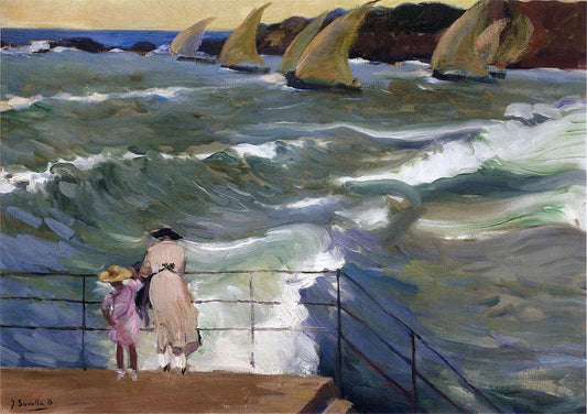  Joaquin Sorolla Y Bastida The Waves at San Sebastian - Hand Painted Oil Painting