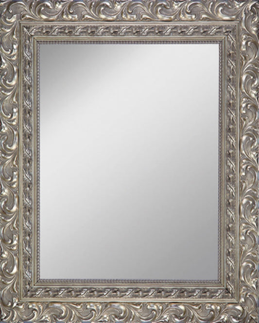 Framed Mirror 20.3" x 24.2" - with Ornate Antique Silver Finish Frame
