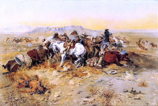  Charles Marion Russell Desperate Stand - Hand Painted Oil Painting