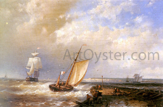  Senior Abraham Hulk A Dutch Pink Heading Out To Sea, With Shipping Beyond - Hand Painted Oil Painting