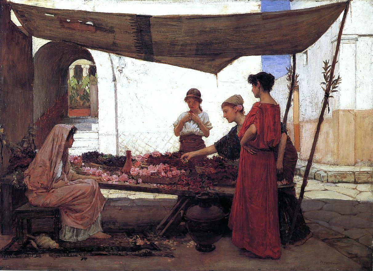  John William Waterhouse Flower Stall - Hand Painted Oil Painting