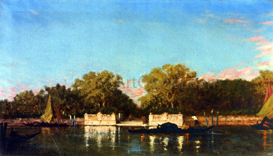  Felix Ziem Gondola at the Jardin Francais, Venice - Hand Painted Oil Painting