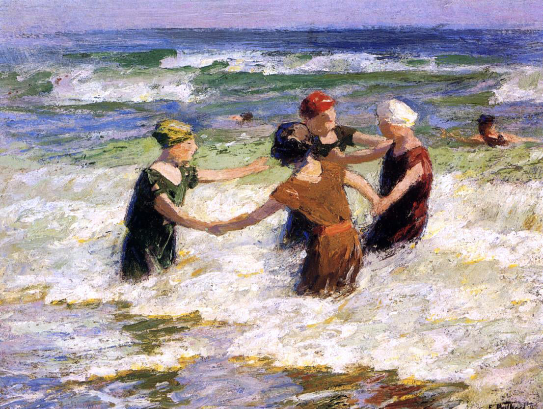  Edward Potthast A Happy Group - Hand Painted Oil Painting