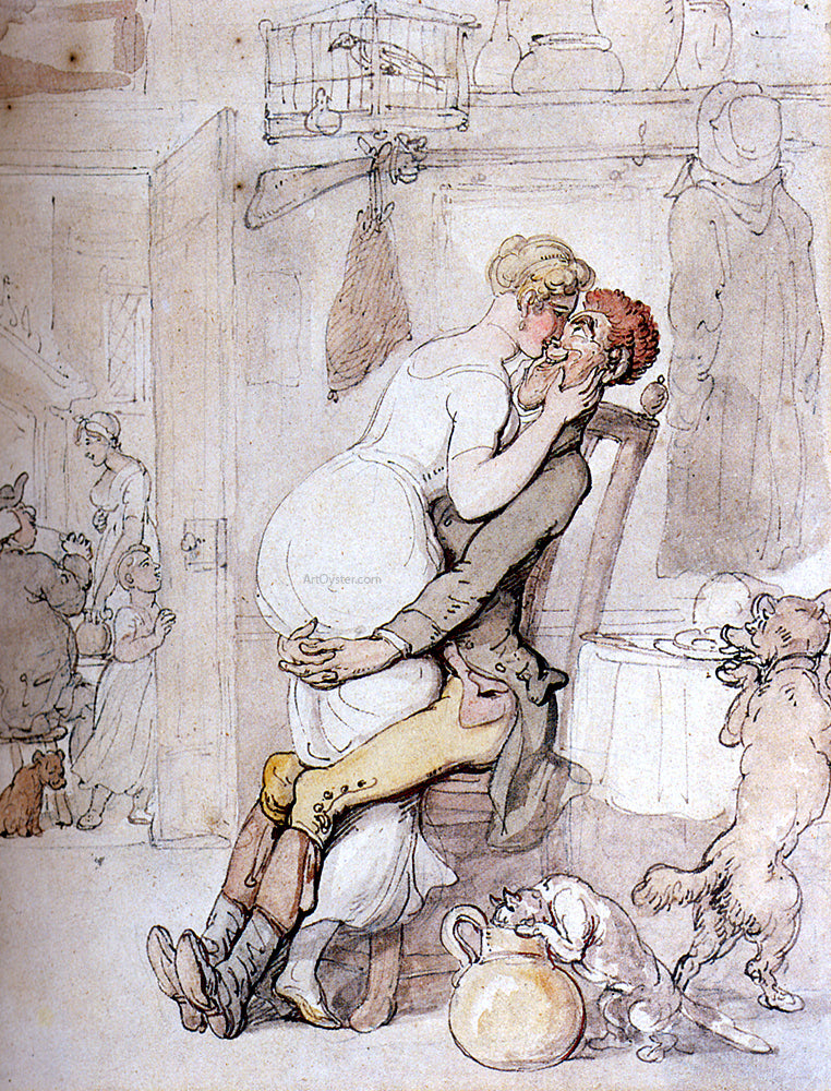  Thomas Rowlandson Kiss In The Kitchen - Hand Painted Oil Painting