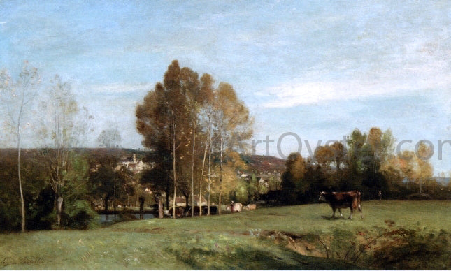  Eugene-Antoine-Samuel Lavielle A Landscape with Cows - Hand Painted Oil Painting