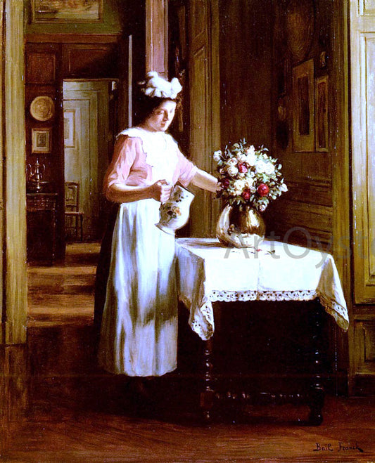  Franck Antoine Bail A Maid Watering Flowers - Hand Painted Oil Painting