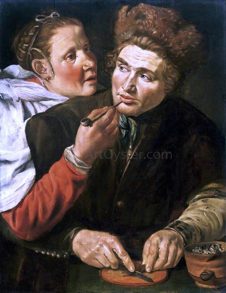  Werner Jacobsz. Van den Valckert Man Cutting Tobacco - Hand Painted Oil Painting