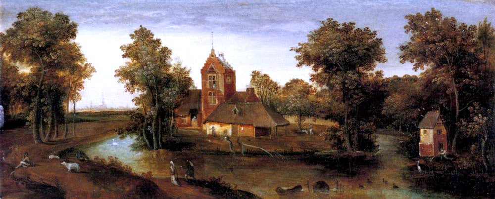 Abel Grimmer Moated Tower with Farmhouses - Hand Painted Oil Painting