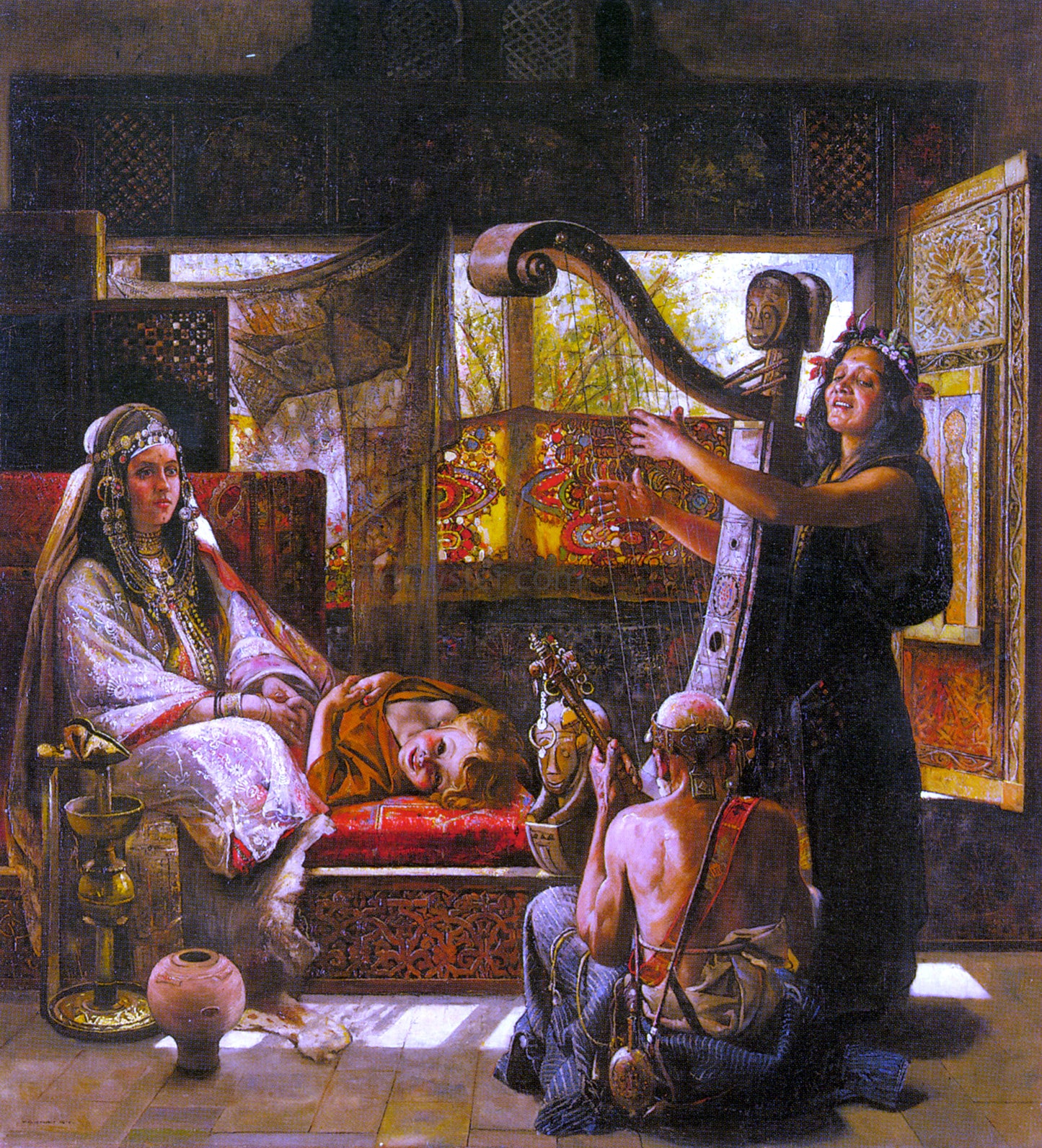  Gyula Tornai A Musical Afternoon - Hand Painted Oil Painting