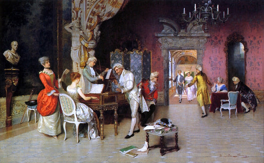 Oreste Costa A Musical Party - Hand Painted Oil Painting