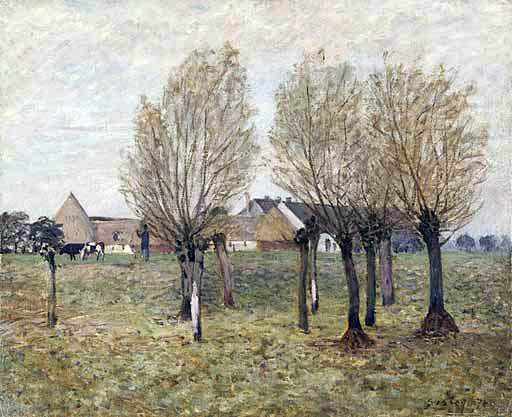  Alfred Sisley A Normandy Farm - Hand Painted Oil Painting
