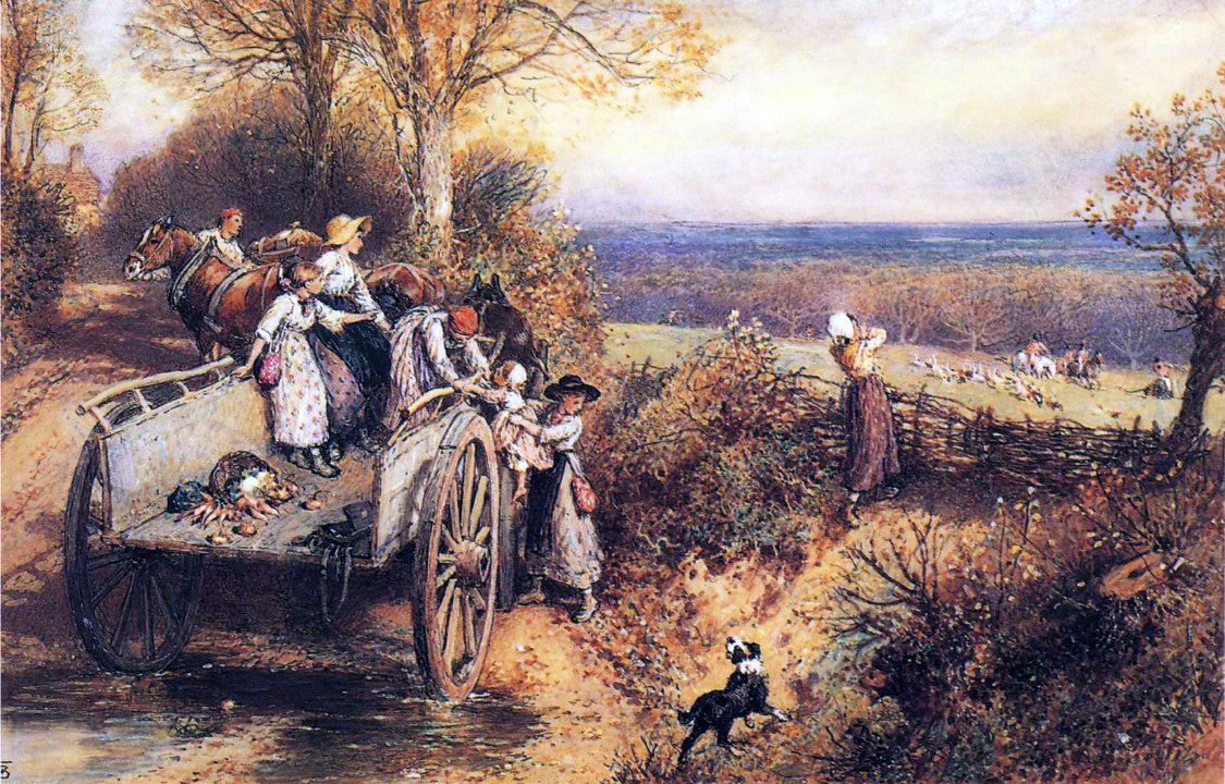  Myles Birket Foster A Peep at the Hounds, Here They Come! - Hand Painted Oil Painting
