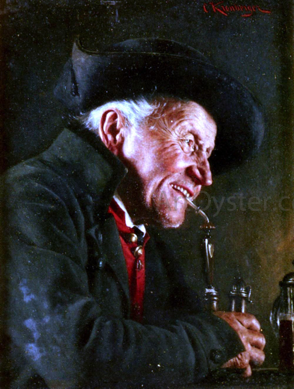 Carl Kronberger A Portrait Of A Man In A Tavern - Hand Painted Oil Painting