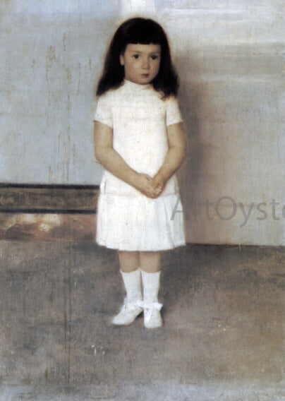  Fernand Khnopff A Portrait of a Standing Girl in White - Hand Painted Oil Painting
