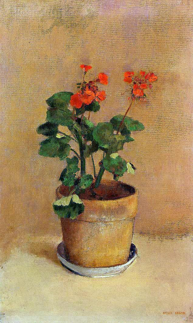  Odilon Redon A Pot of Geraniums - Hand Painted Oil Painting