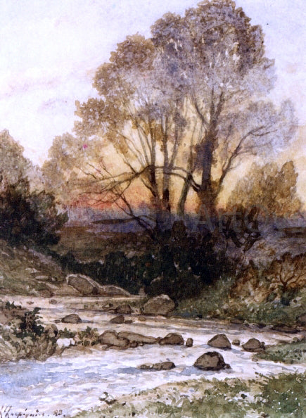  Henri Harpignies A Rocky Landscape with a Torrent of Water - Hand Painted Oil Painting