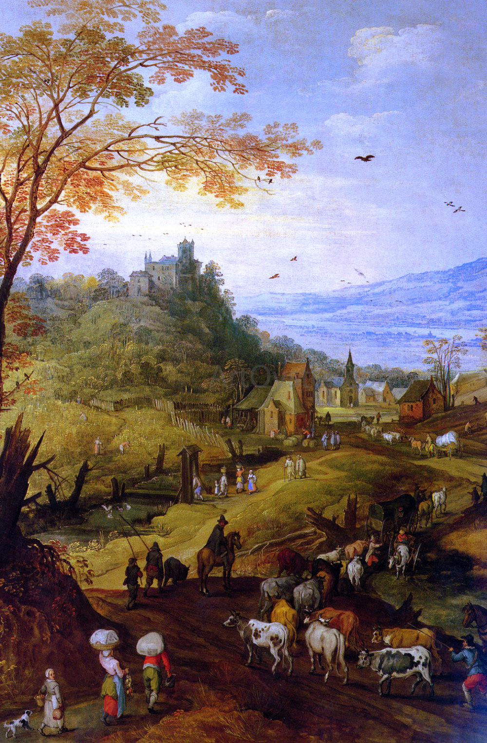  Joos De Momper A Rocky Landscape with Cattle on a Road - Hand Painted Oil Painting