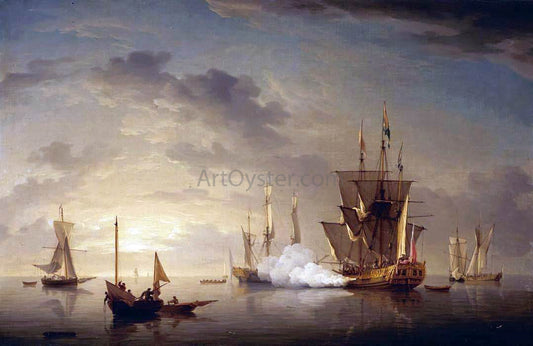  Charles Brooking A Royal Yacht Firing a Salute - Hand Painted Oil Painting