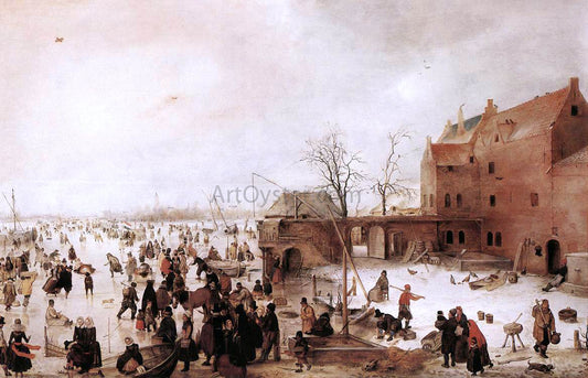  Hendrick Avercamp A Scene on the Ice near a Town - Hand Painted Oil Painting