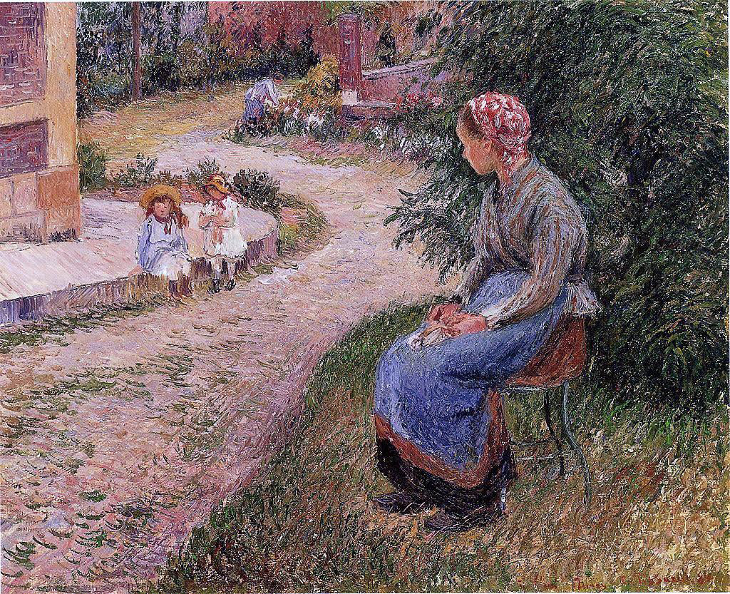  Camille Pissarro A Servant Seated in the Garden at Eragny - Hand Painted Oil Painting