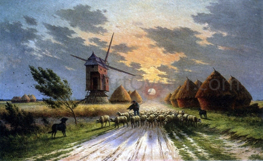  Armand Guery A Shepherd and his Flock - Hand Painted Oil Painting