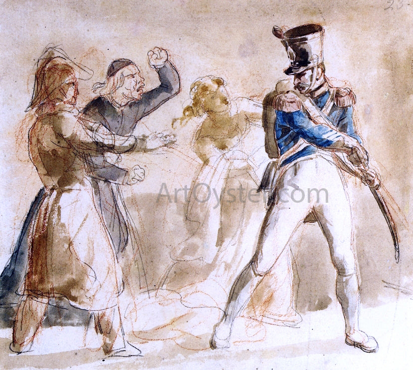  Theodore Gericault A Soldier Berated by a Priest - Hand Painted Oil Painting