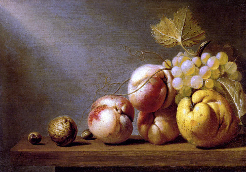  Harmen Steenwijck A Still Life Of Peaches, Grapes, A Quince, A Walnut And Two Hazelnuts On A Wooden Table - Hand Painted Oil Painting