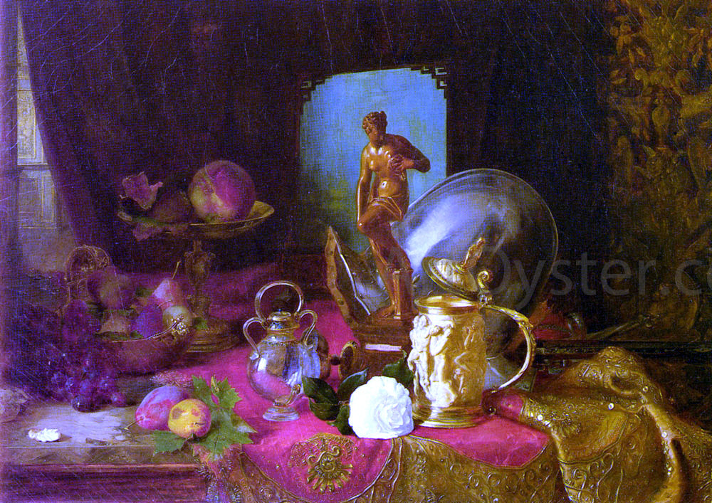  Blaise Alexandre Desgoffe A Still Life with Fruit, Objets d'Art and a White Rose on a Table - Hand Painted Oil Painting