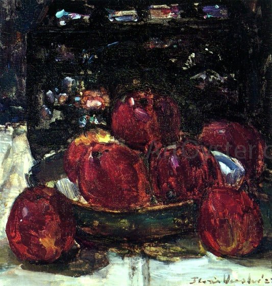  Floris Verster A Still Life with Red Apples on a Dish and a Japanese Lacquer Box - Hand Painted Oil Painting