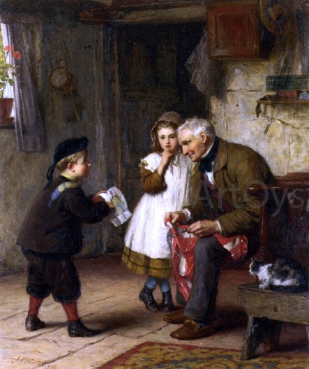  James Clarke Waite A Surprise for Grandfather - Hand Painted Oil Painting