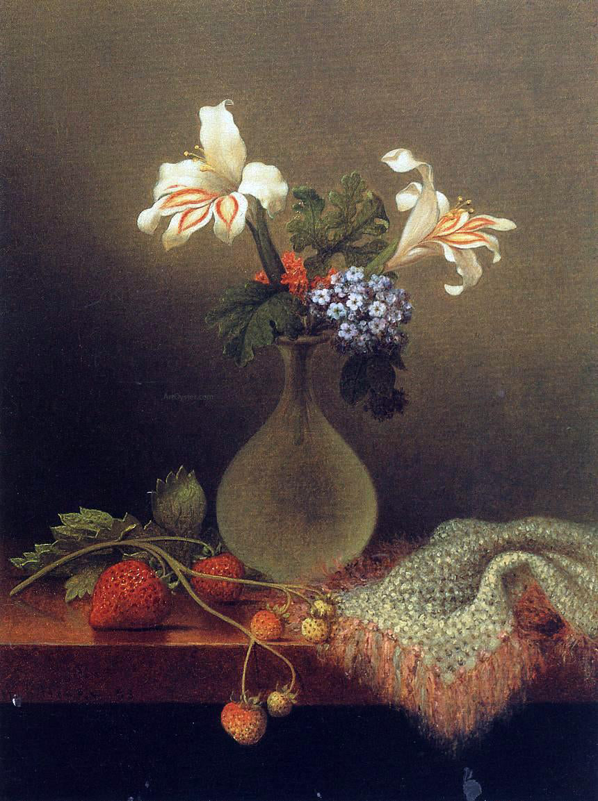  Martin Johnson Heade A Vase of Corn Lilies and Heliotrope - Hand Painted Oil Painting