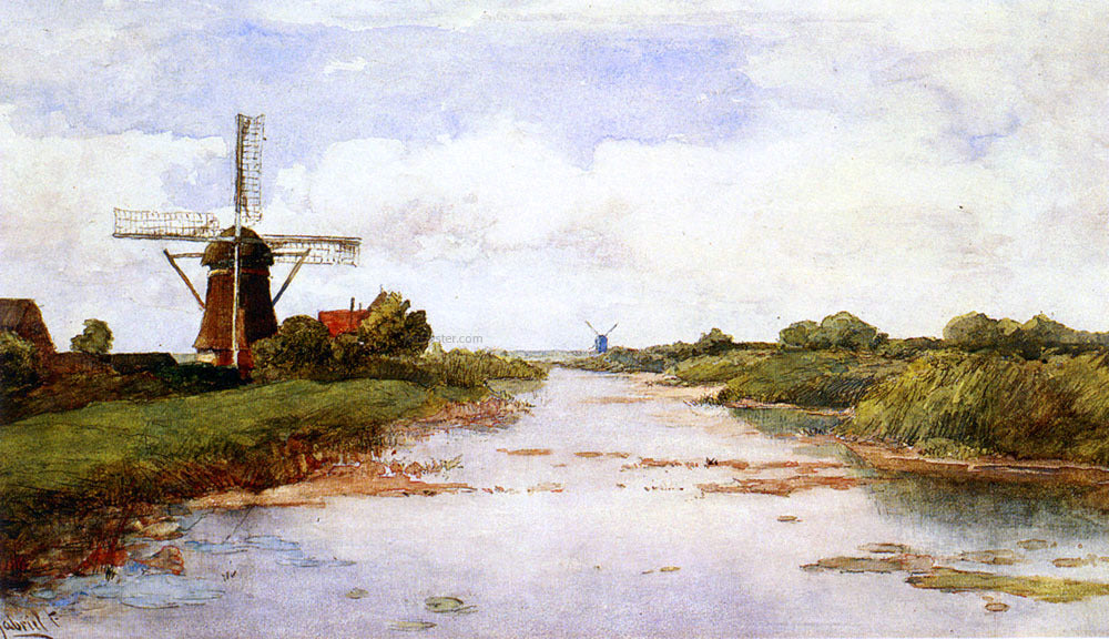  Paul Constantine Gabriel A Windmill Near Abcoude - Hand Painted Oil Painting