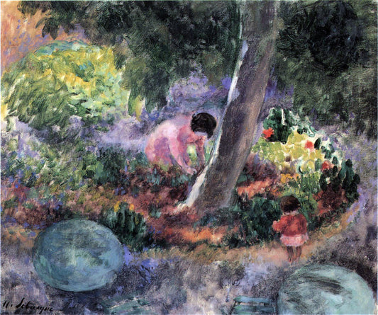  Henri Lebasque A Woman and Child in the Garden - Hand Painted Oil Painting