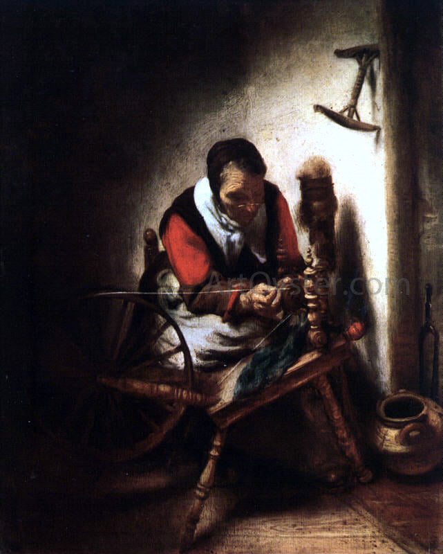  Nicolaes Maes A Woman Spinning - Hand Painted Oil Painting