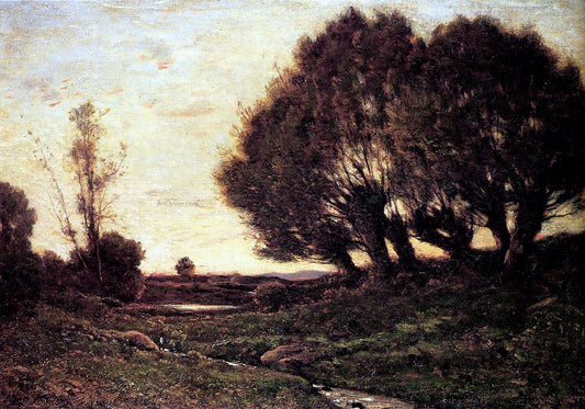  Henri Harpignies A Wooded Landscape With A Stream - Hand Painted Oil Painting