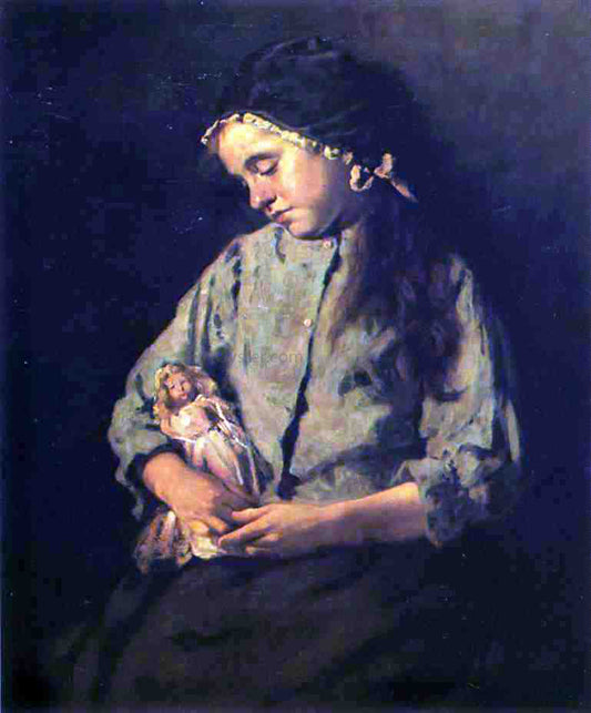  Lawrence Carmichael Earle A Young Girl with Her Doll - Hand Painted Oil Painting