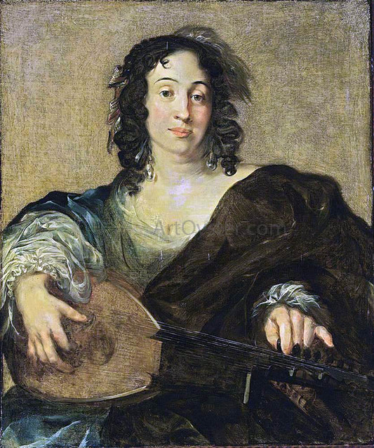  Nicolaes Berchem A Young Woman Tuning a Lute - Hand Painted Oil Painting