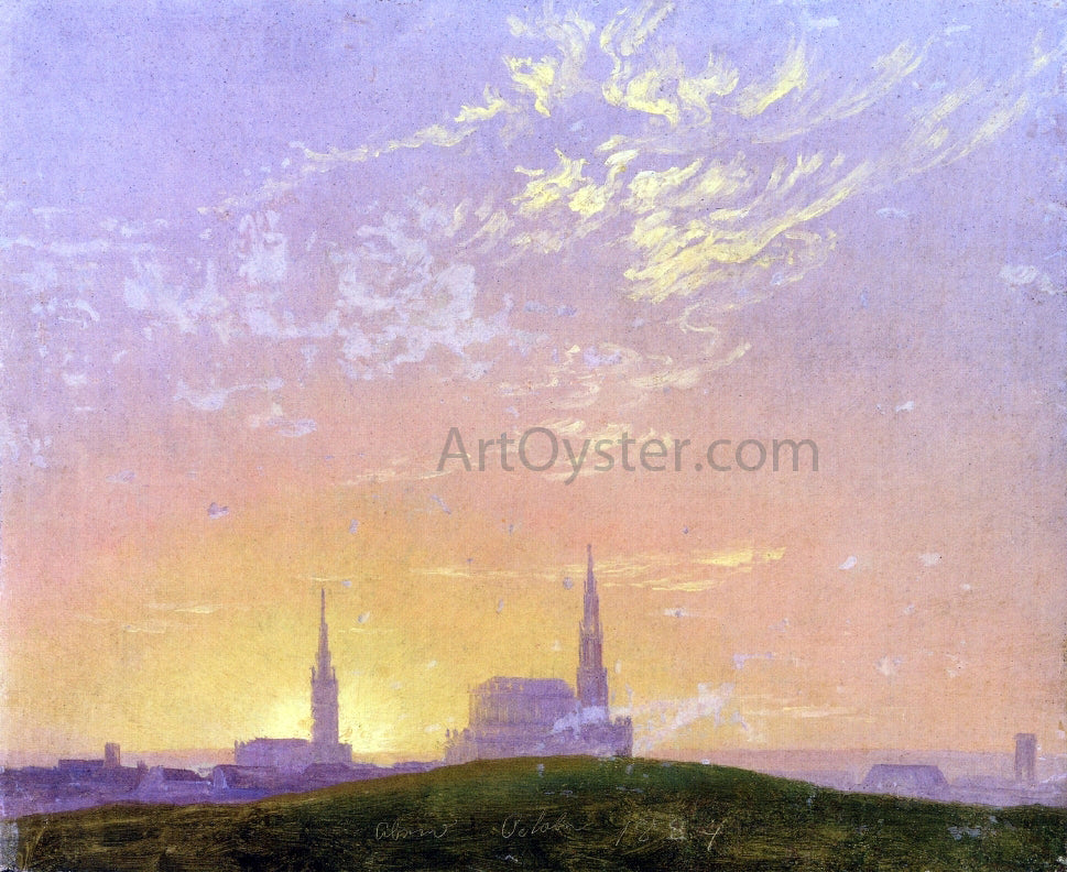  Caspar David Friedrich Abend (also known as Sonnenuntergang Hinter der Dresdener Hofkirche) - Hand Painted Oil Painting