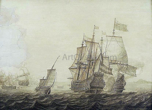  Heerman Witmont Action between Dutch and English Ships - Hand Painted Oil Painting