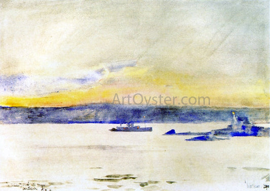  Frederick Childe Hassam The Afterglow, Gloucester Harbor (also known as Ten Pound Island Light) - Hand Painted Oil Painting