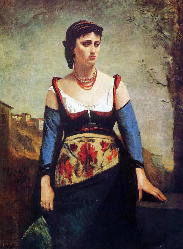  Jean-Baptiste-Camille Corot Agostina - Hand Painted Oil Painting