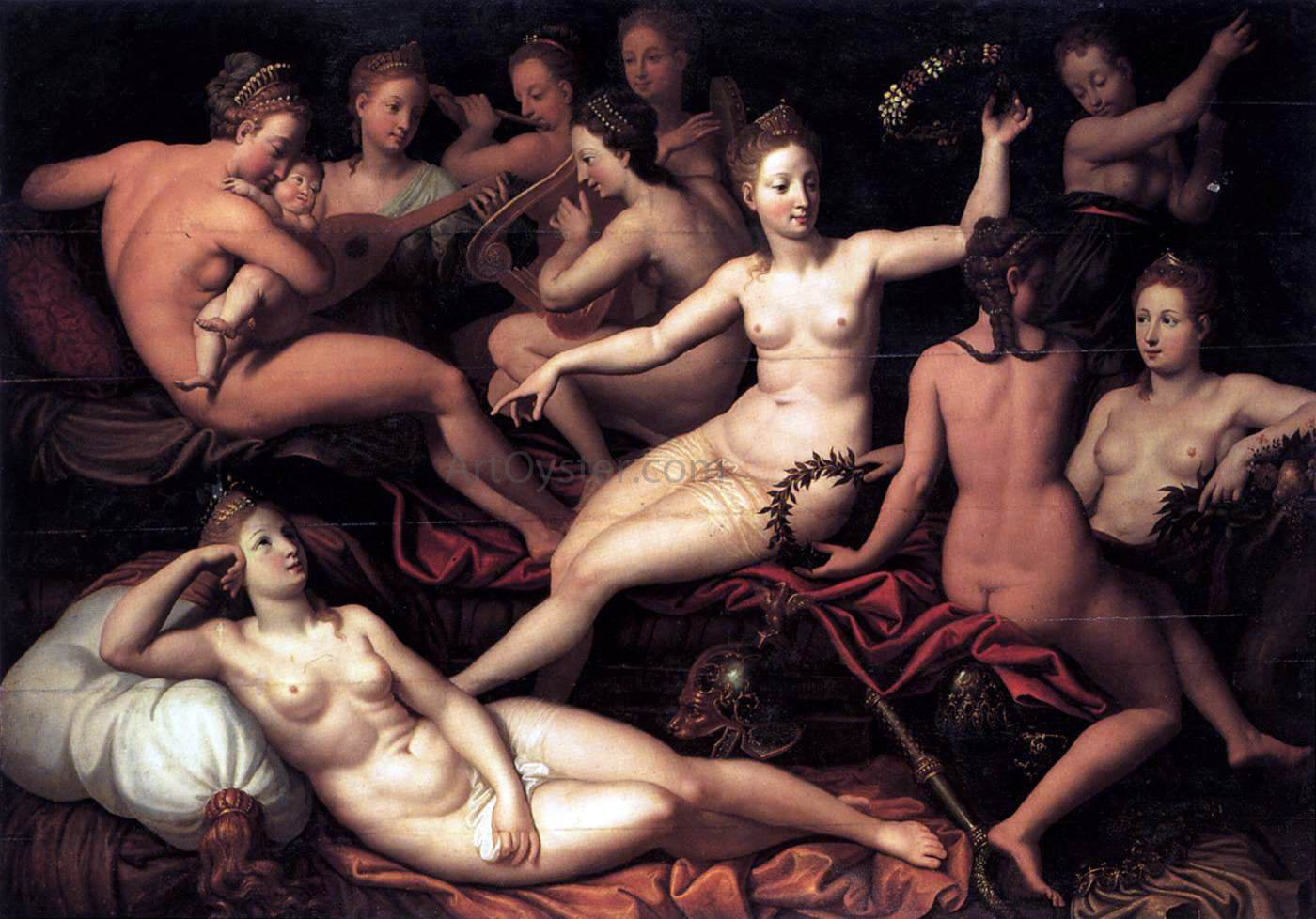  Masters of the Fontainebleau School Allegory of the Birth of the Dauphin - Hand Painted Oil Painting
